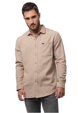 Camisa Lisa Manga Larga Taupe Soviet
