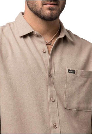 Camisa Lisa Manga Larga Taupe Soviet