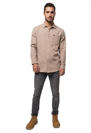 Camisa Lisa Manga Larga Taupe Soviet