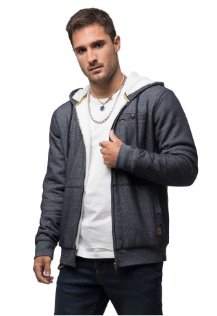 Poleron Con Capucha Full Zipper Gris Soviet