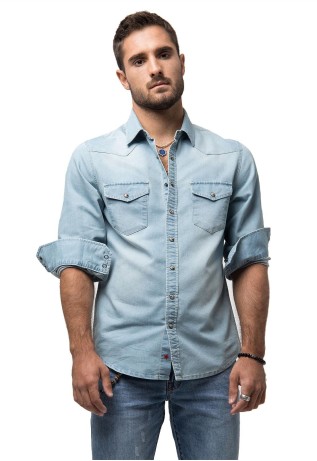 Camisa Denim Manga Larga Celeste Soviet