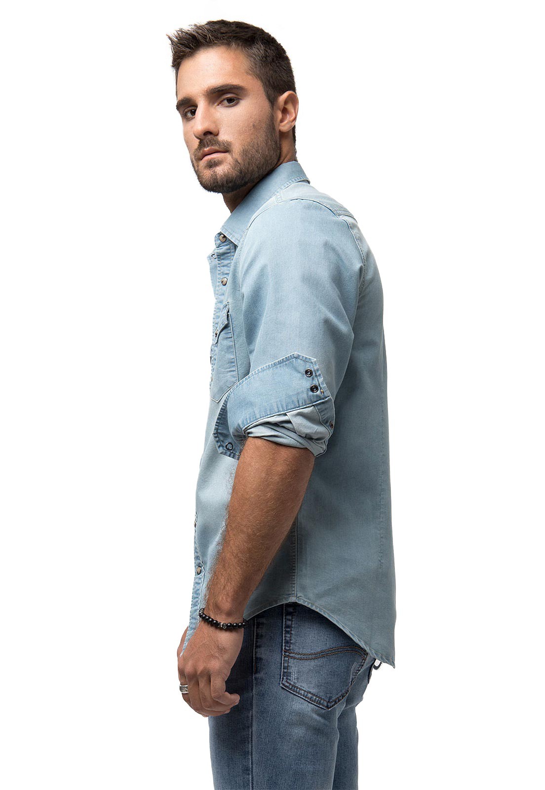 Camisa Denim Manga Larga Celeste Soviet