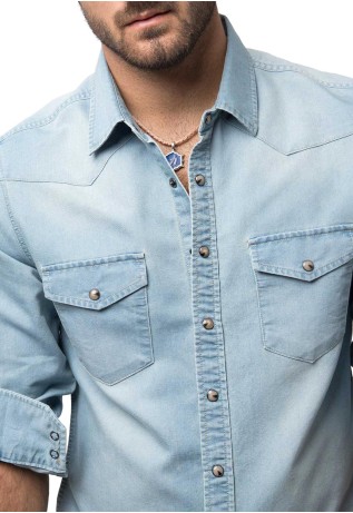 Camisa Denim Manga Larga Celeste Soviet