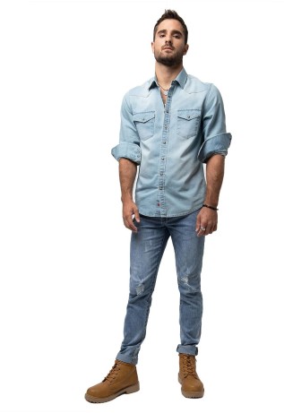 Camisa Denim Manga Larga Celeste Soviet