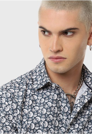 Camisa Casual Print Calaberas Soviet