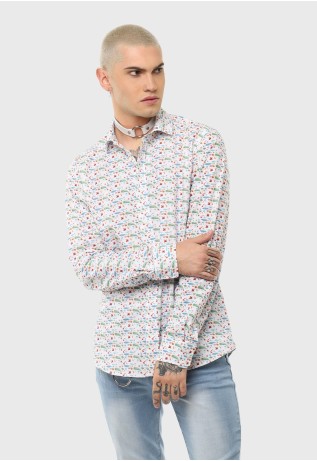 Camisa Casual Print Fondo Marino Soviet