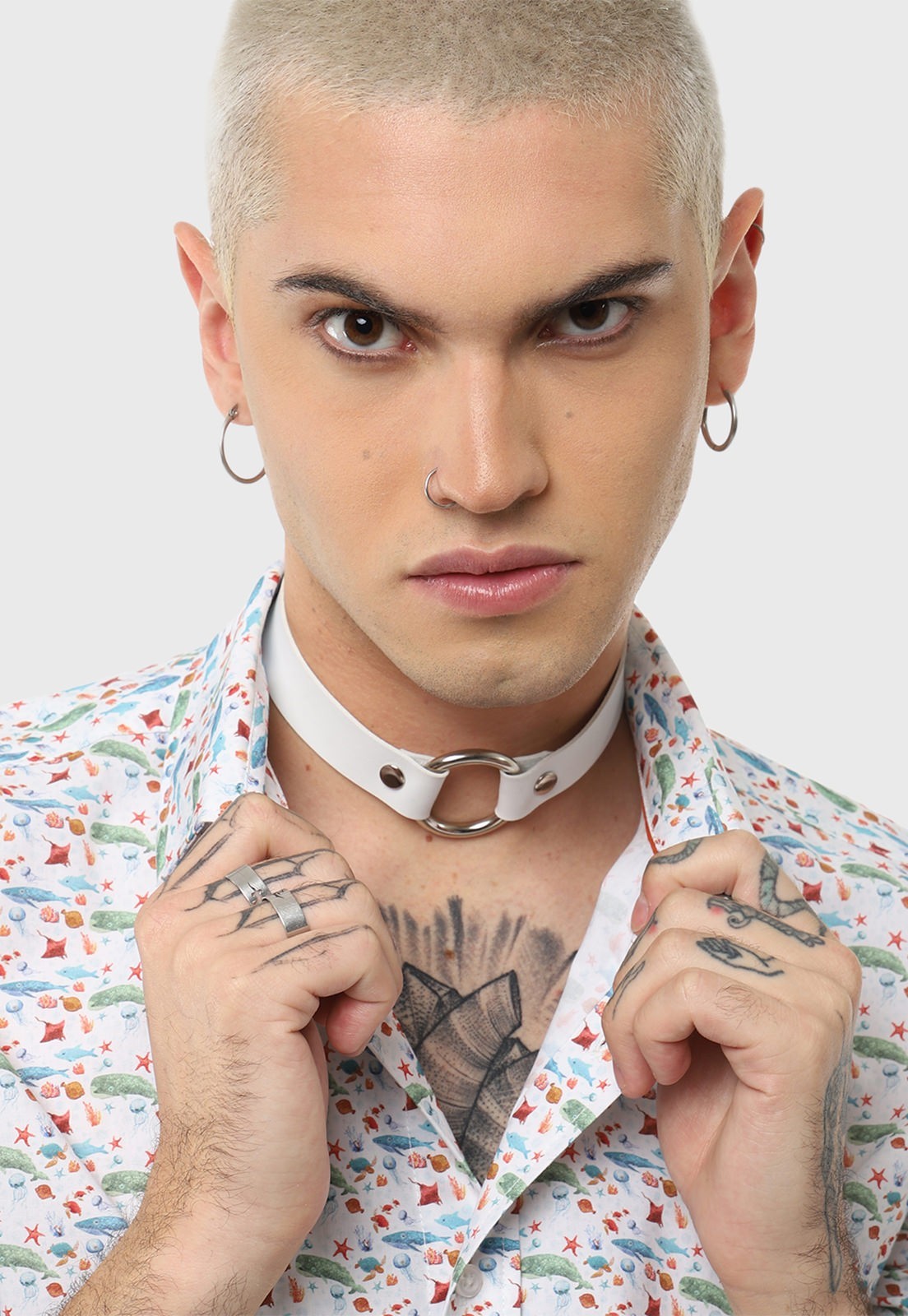 Camisa Casual Print Fondo Marino Soviet