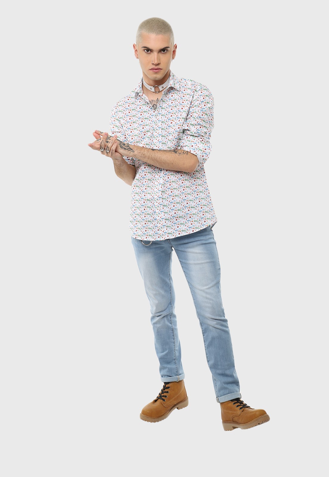 Camisa Casual Print Fondo Marino Soviet