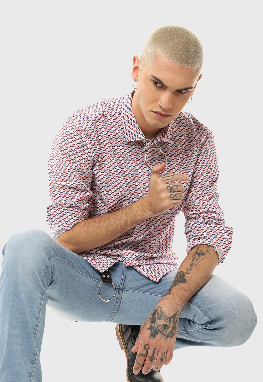Camisa Casual Print Pez Soviet