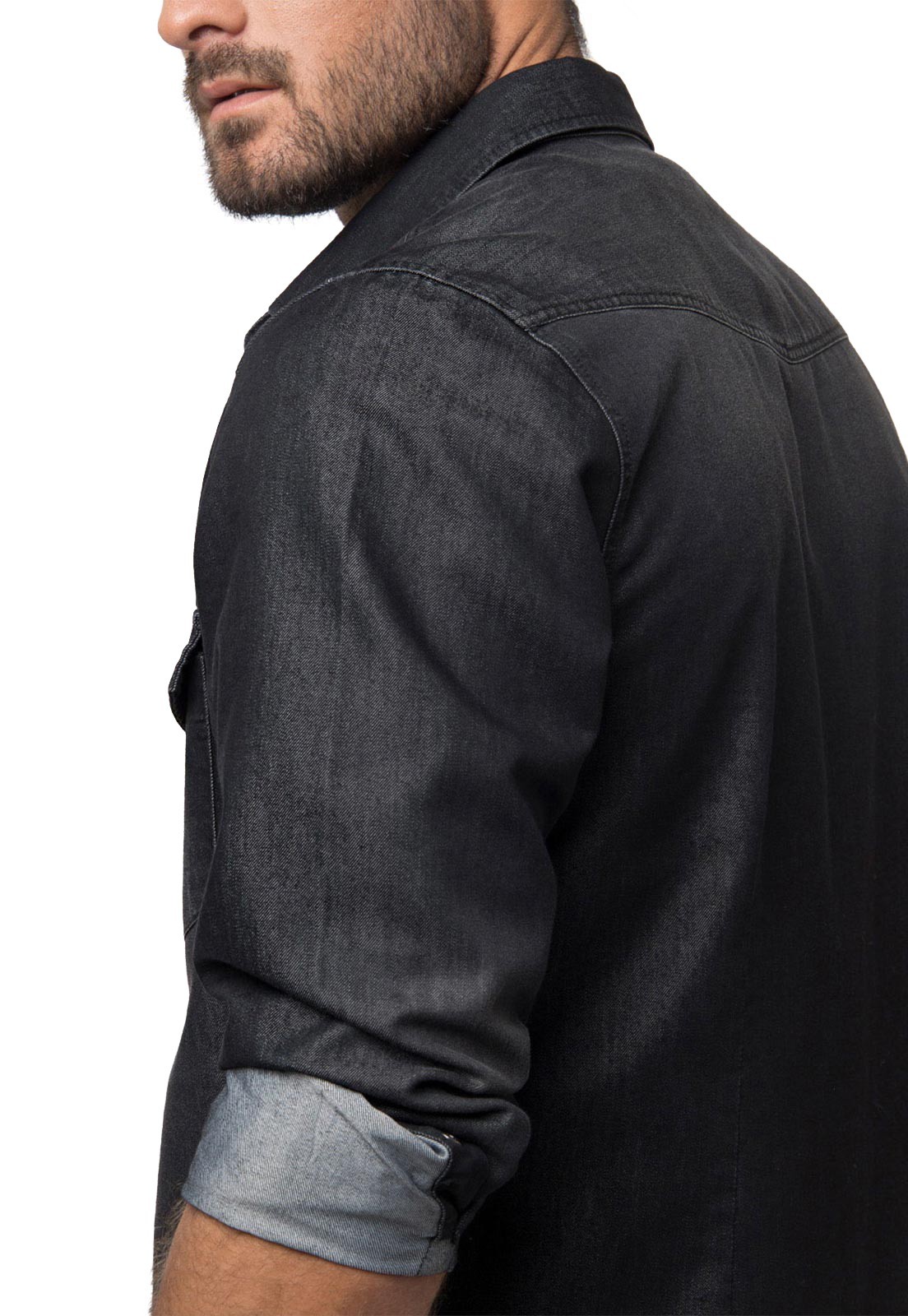 Camisa Denim Manga Larga Negro Soviet