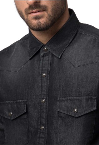 Camisa Denim Manga Larga Negro Soviet