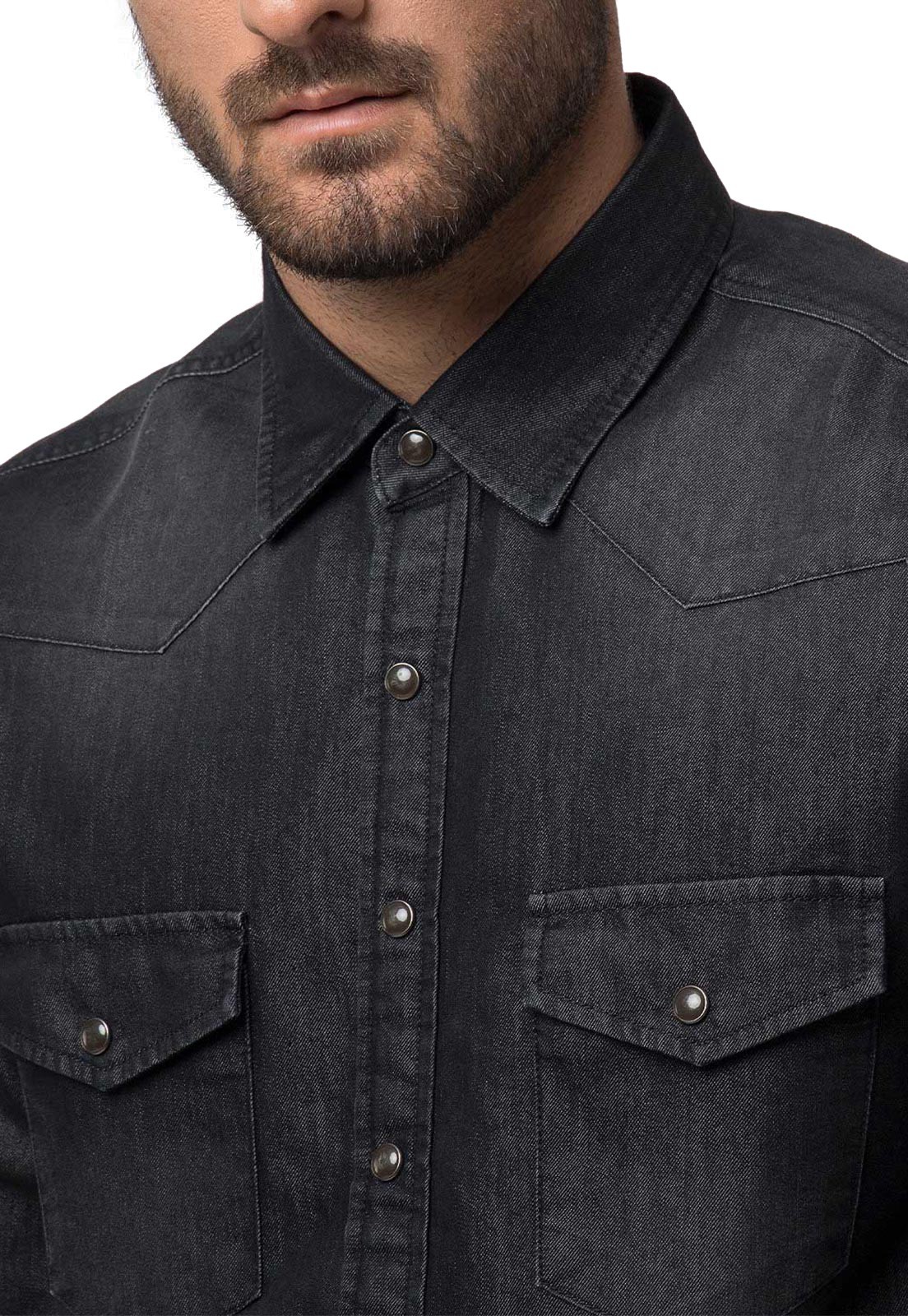 Camisa Denim Manga Larga Negro Soviet
