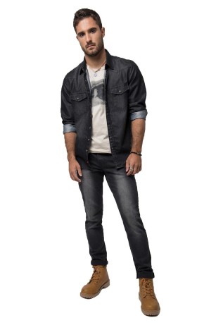Camisa Denim Manga Larga Negro Soviet