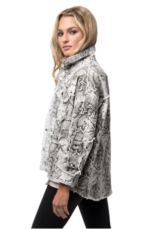 Chaqueta Denim Allover Print Blanco Soviet
