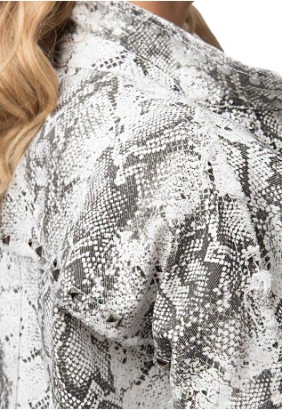 Chaqueta Denim Allover Print Blanco Soviet