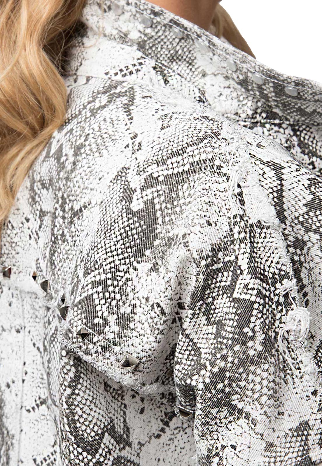 Chaqueta Denim Allover Print Blanco Soviet